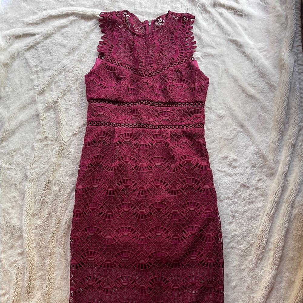 Elegant Lace Burgundy Dress